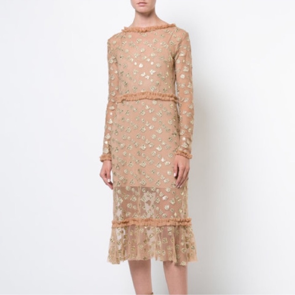For Love And Lemons Lace Midi Dress in Cream and Tan! Stunning! Size Medium. - Picture 2 of 2
